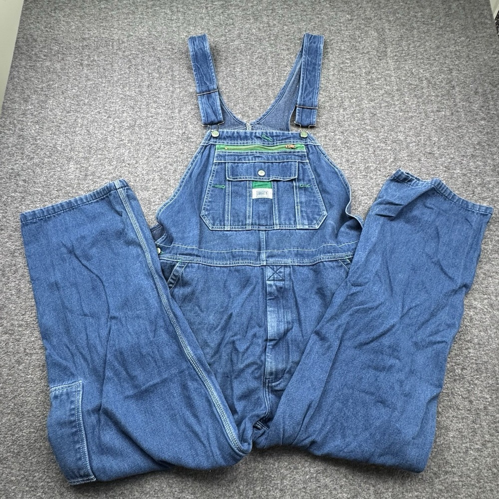 LIBERTY Bib Overalls Carpenter DENIM Men's Workwear Sz 40x30 Denim Chore Farm